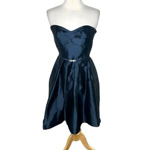 Vintage Jim Hjelm Occasions Size 8 Blue Silky Taffeta Cocktail Dress‎ Regal  Y2K